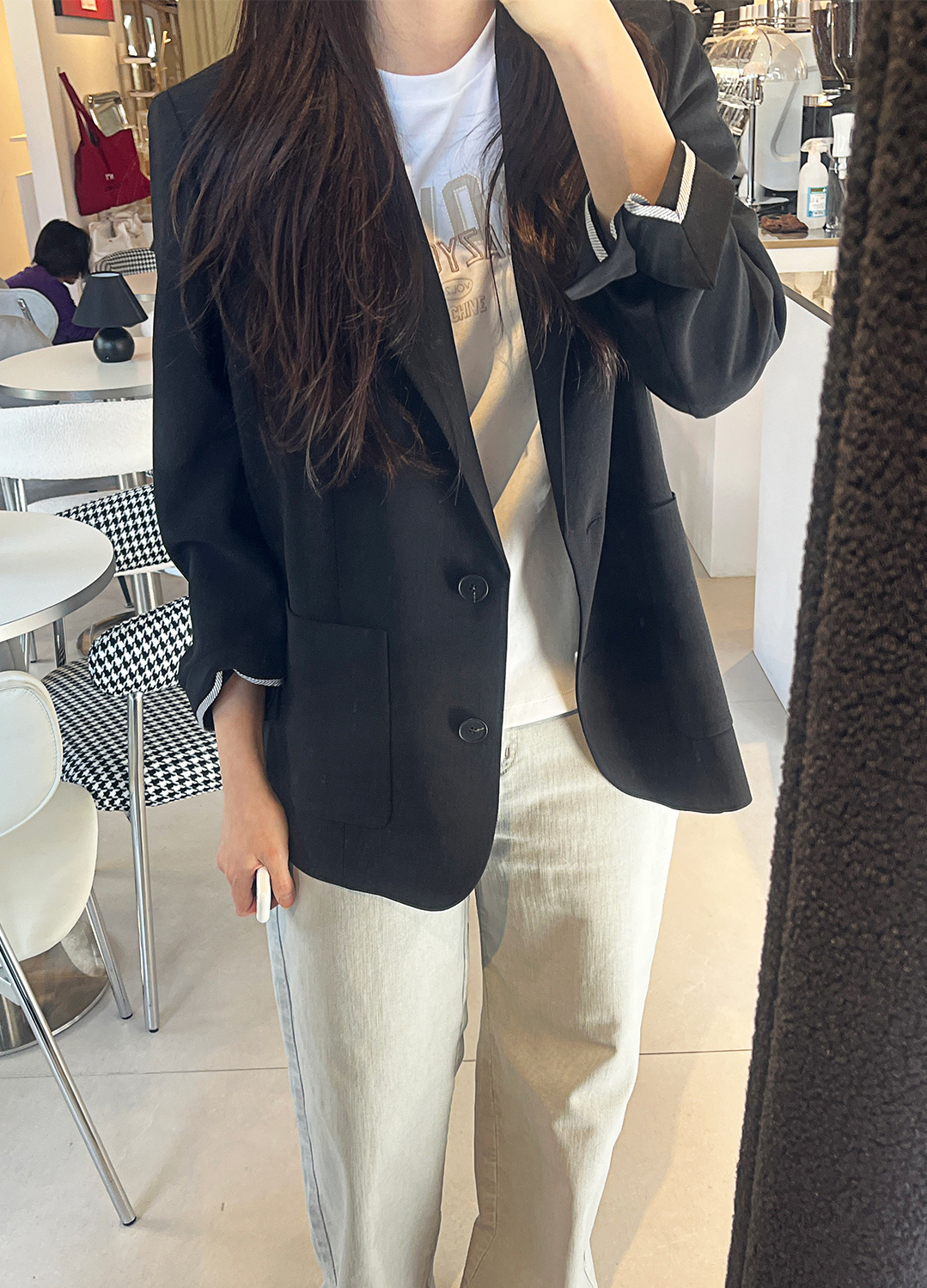 오버핏 싱글 테일러드 자켓_BLACK_16