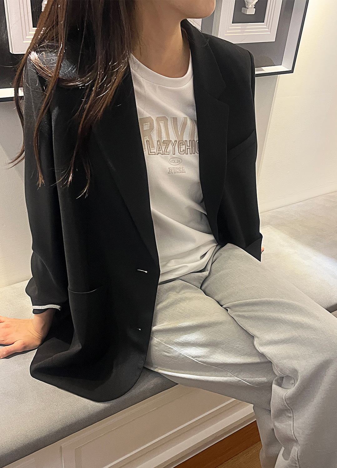 오버핏 싱글 테일러드 자켓_BLACK_17