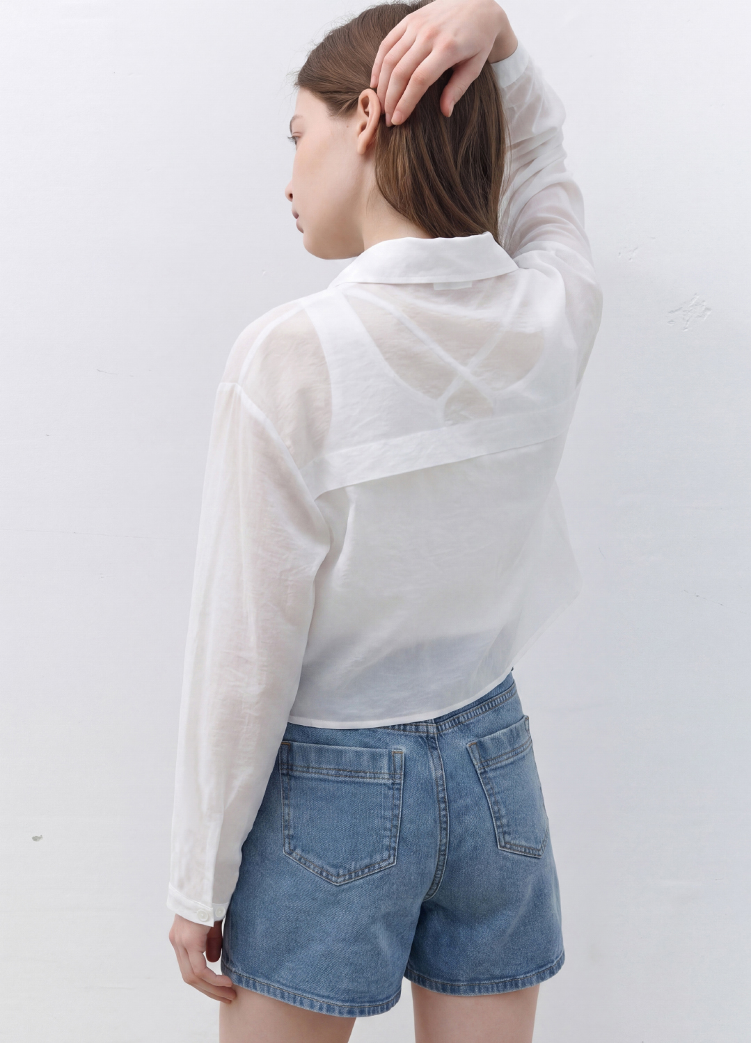 로고 장식 데님 쇼츠_BLUE_9