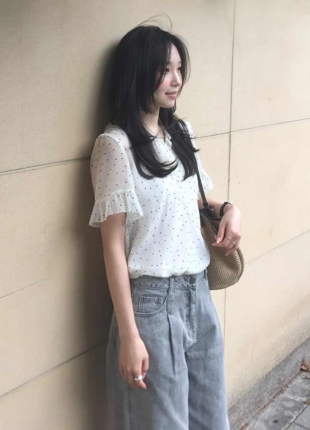 도트 프릴 블라우스_IVORY_6