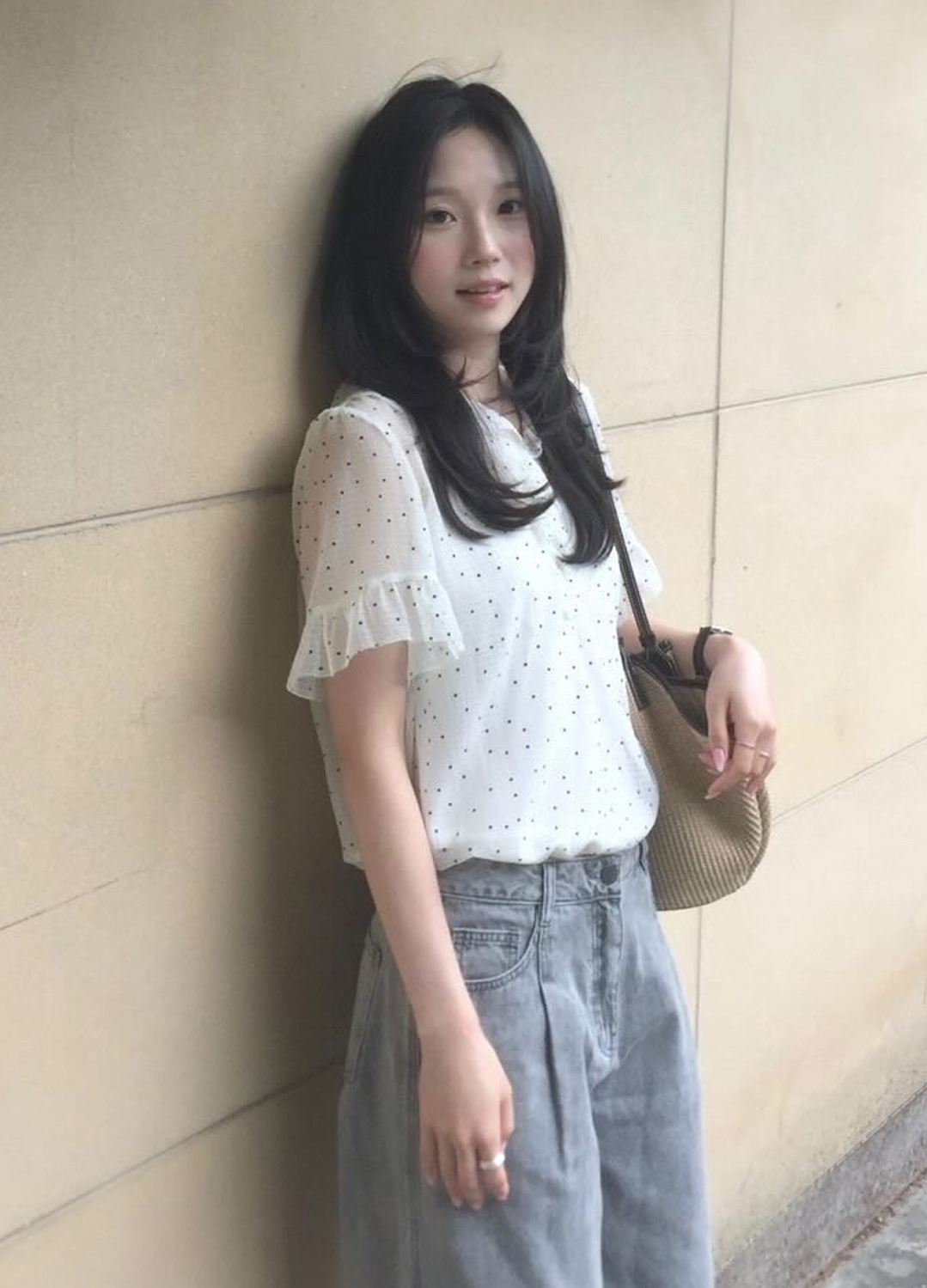 도트 프릴 블라우스_IVORY_7