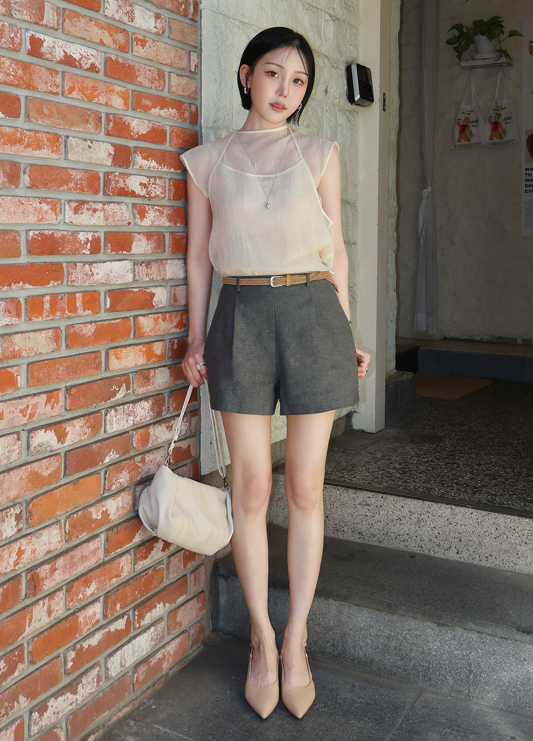 [시즌오프]시어 슬리브리스 블라우스_LIGHT BEIGE_5