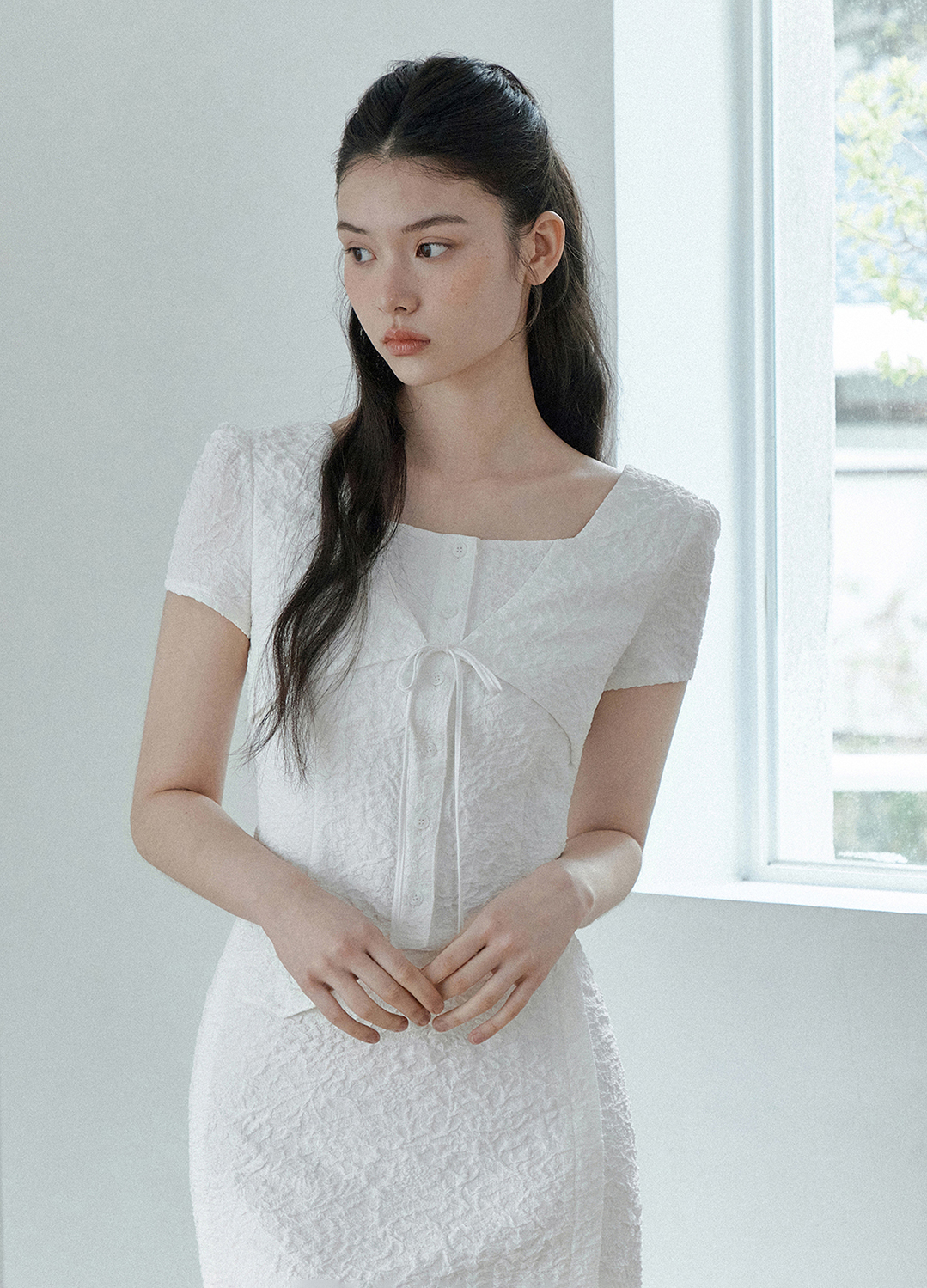 [Exclusive]텍스처 리본 디테일 블라우스_WHITE_6