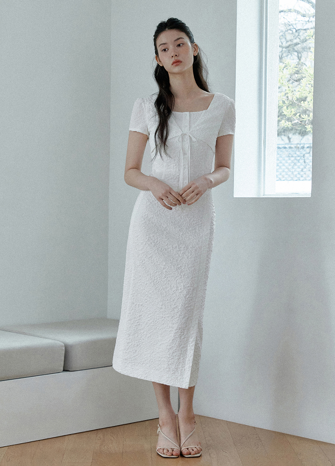 [Exclusive]텍스처 리본 디테일 블라우스_WHITE_8