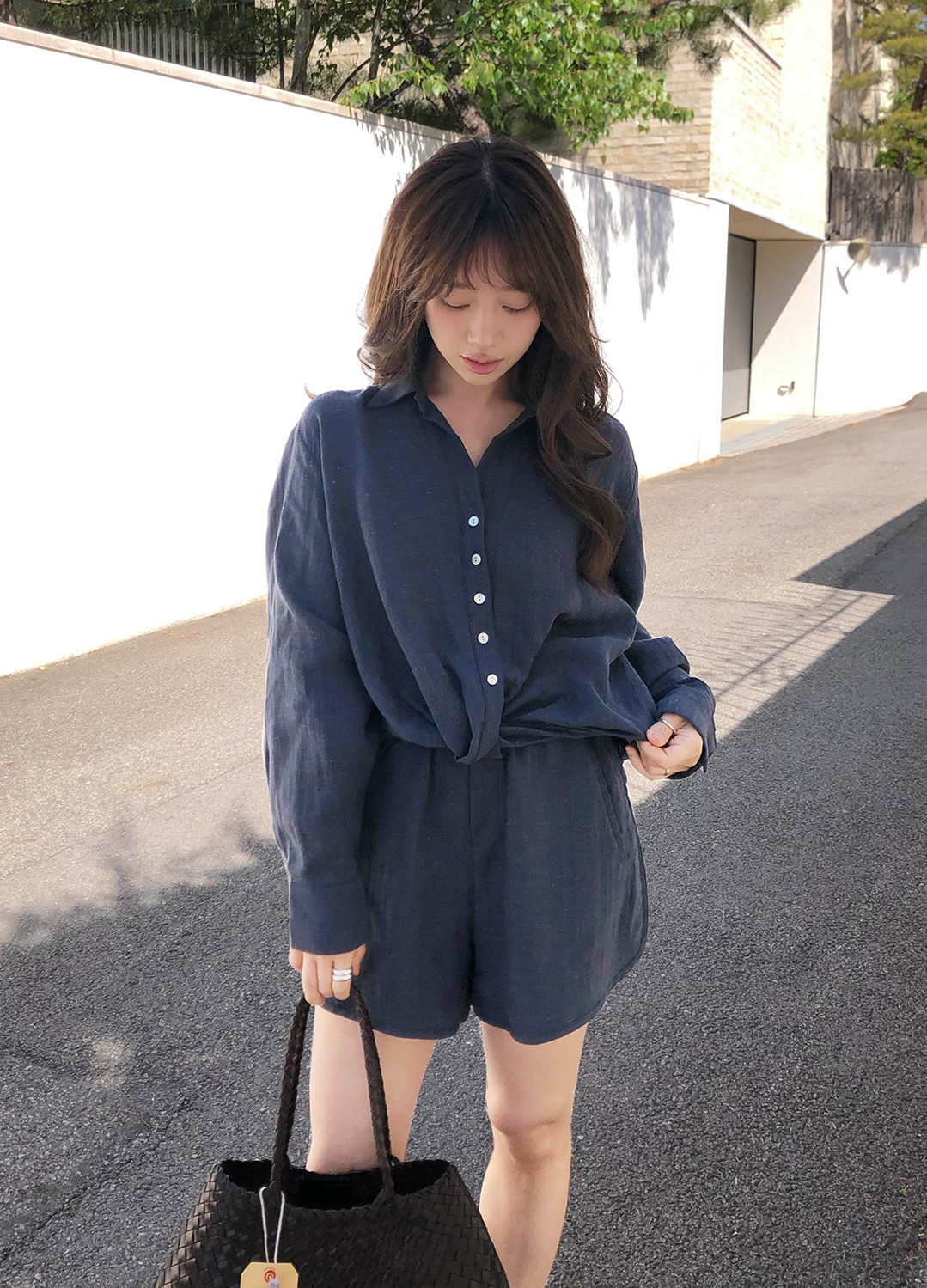 [시즌오프][EXCLUSIVE] 트위스트 린넨 셔츠 셋업_NAVY_7