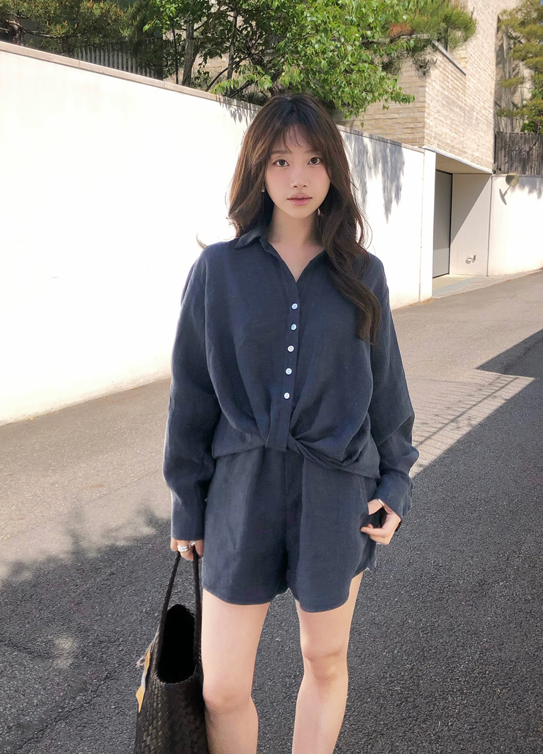 [시즌오프][EXCLUSIVE] 트위스트 린넨 셔츠 셋업_NAVY_8