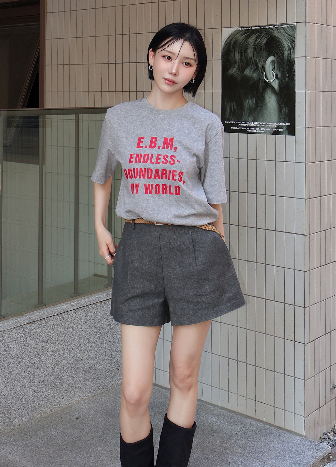 [시즌오프][EXCLUSIVE] 벨티드 핀턱 쇼츠_DARK GREY_6