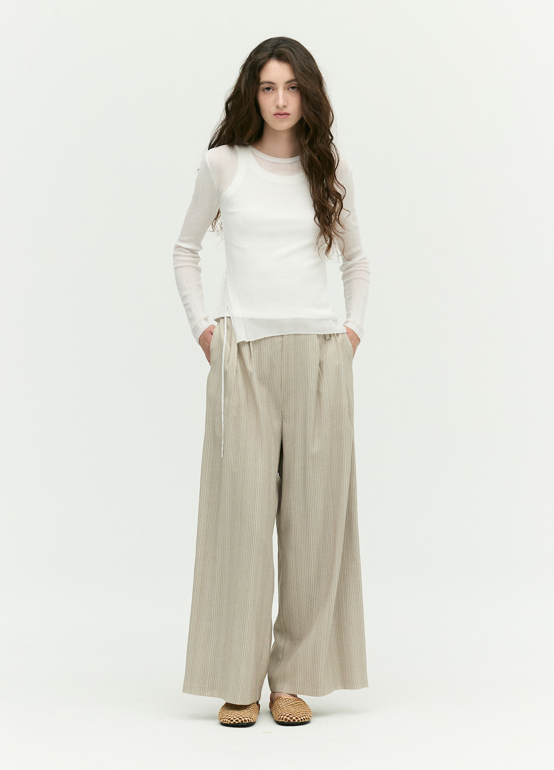 [시즌오프]브레이드 벨트 와이드 팬츠_BEIGE_11