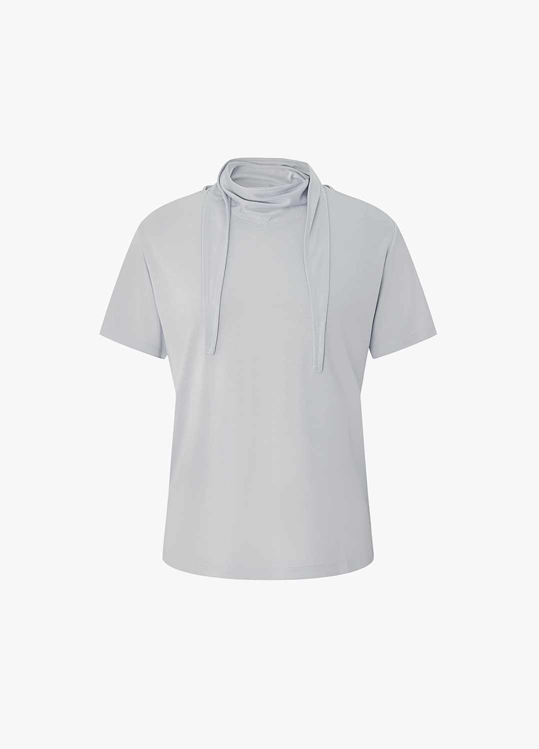 스카프 패널 티셔츠_LIGHT GREY_4