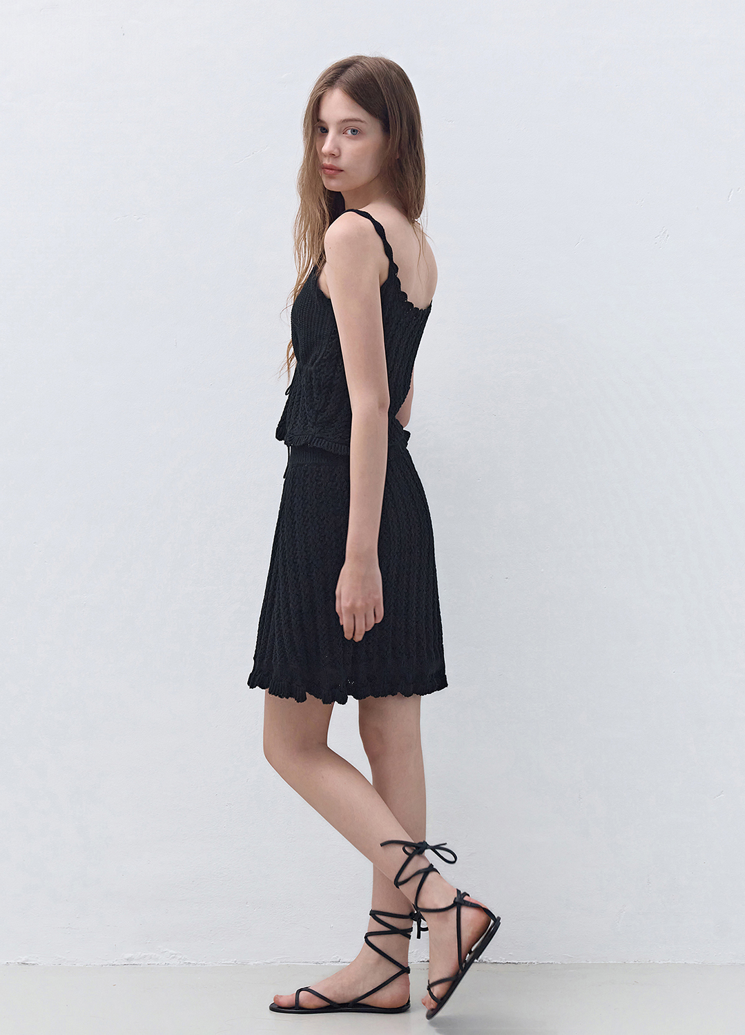 [Exclusive]크로쉐 니트 프릴 스커트_BLACK_8