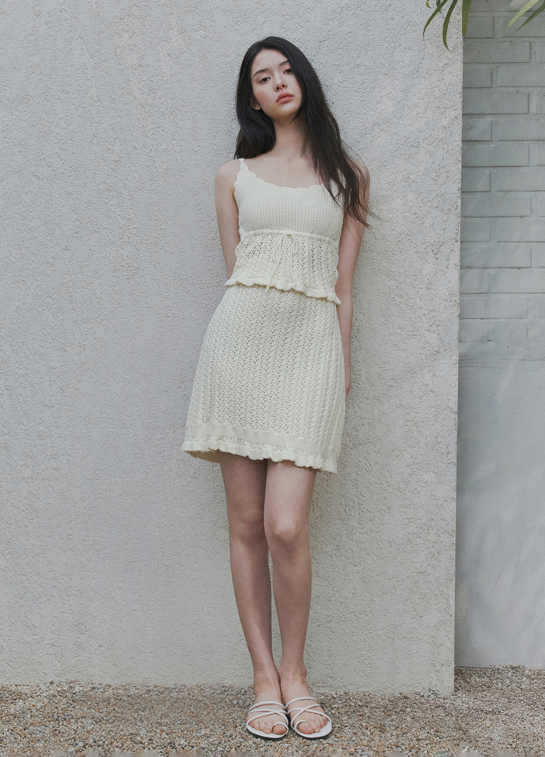 [Exclusive]크로쉐 슬리브리스 니트탑_IVORY_6