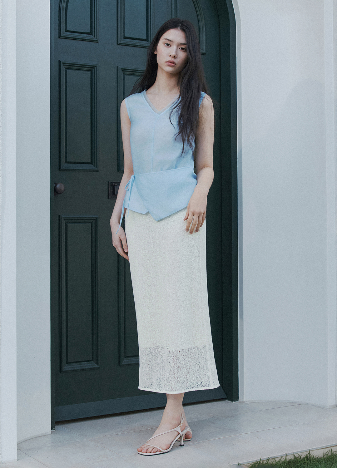 [Exclusive]레이스 텍스처 시어 스커트_CREAM_4