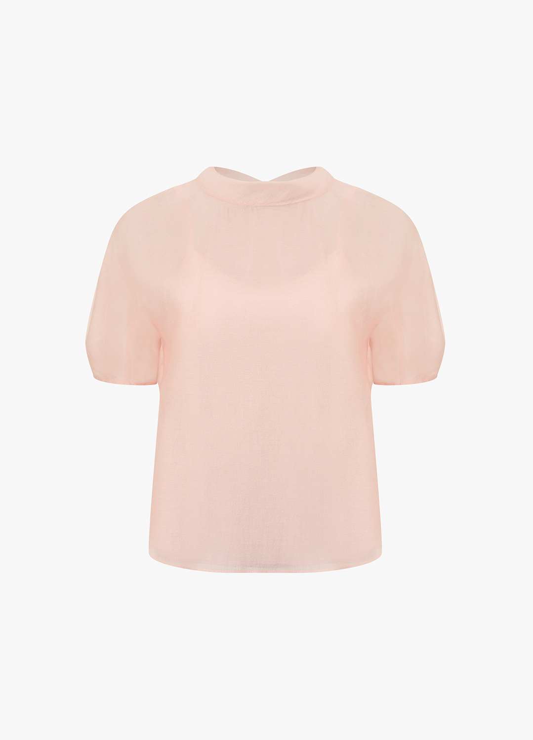 [반팔버전]롤 카라 리본 블라우스_LIGHT PINK_9