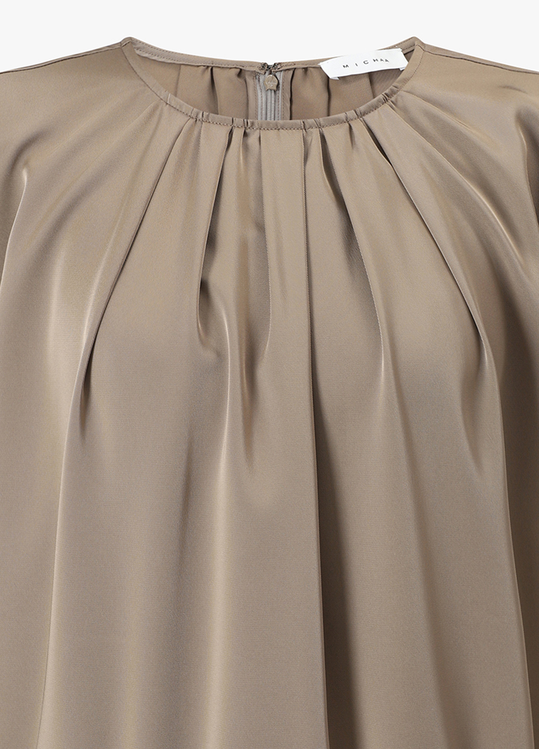 셔링넥 캡 슬리브 블라우스_KHAKI BEIGE_7