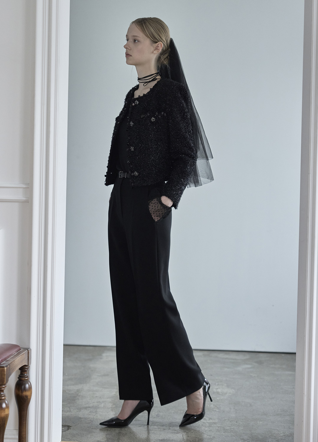 클래식 핀턱 와이드 팬츠_BLACK_5