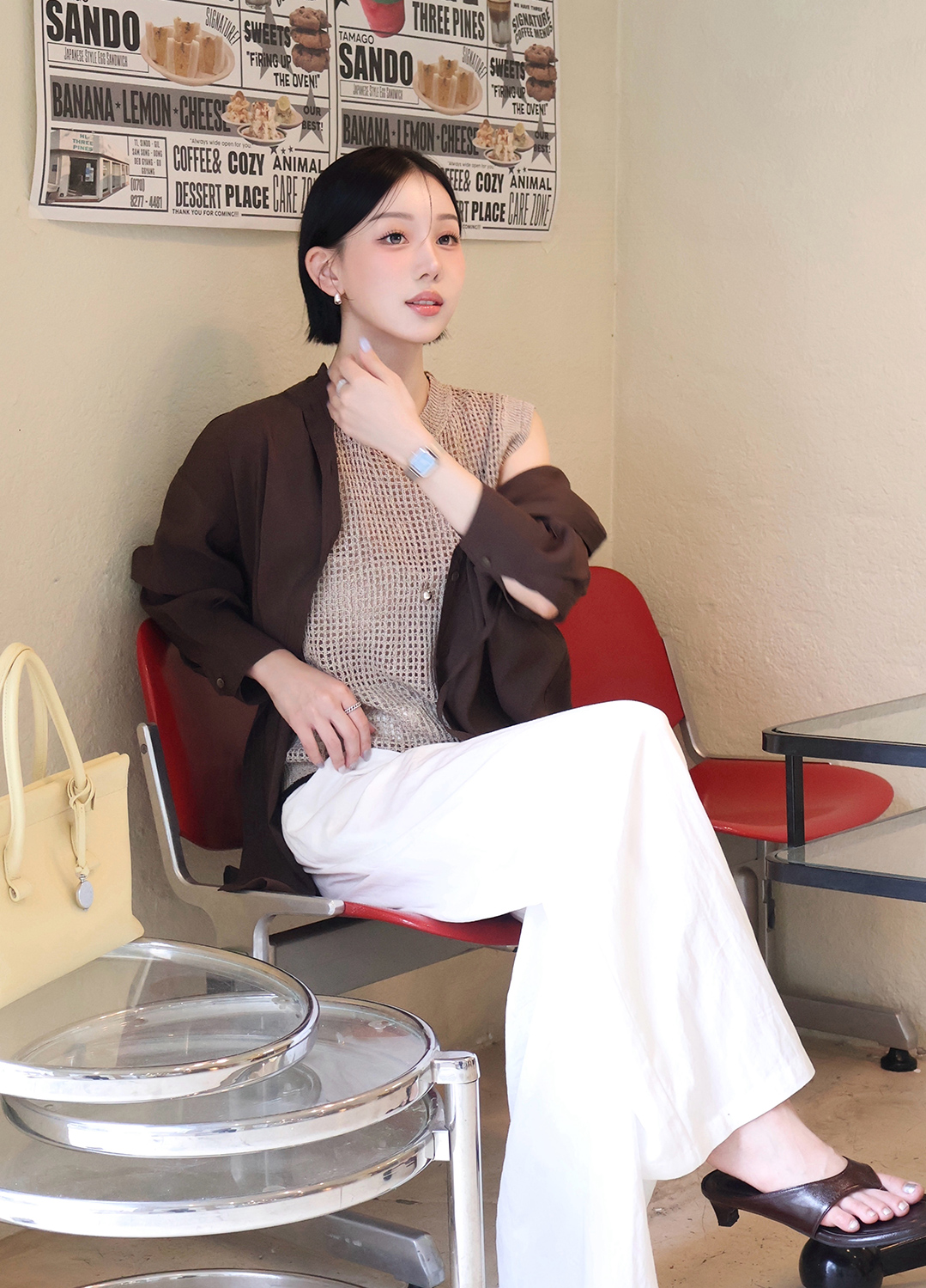 [시즌오프][EXCLUSIVE] 쉬어 드로우스트링  블라우스_DARK BROWN_6