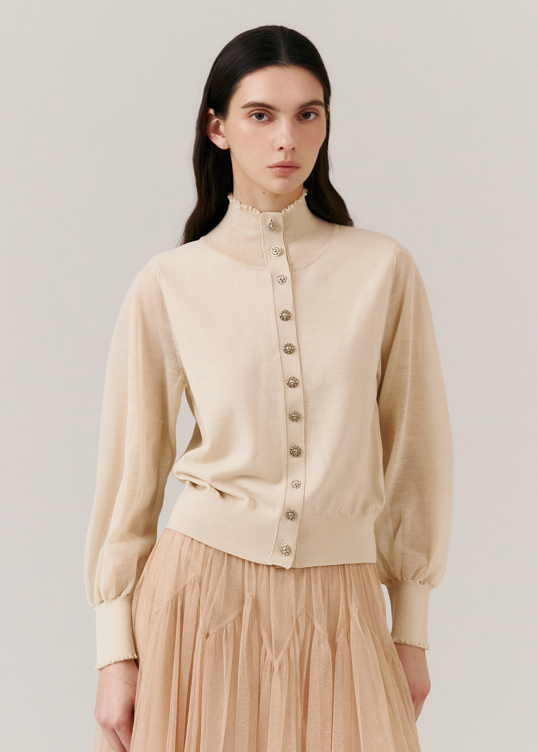 시스루 터틀넥 가디건_LIGHT BEIGE_4