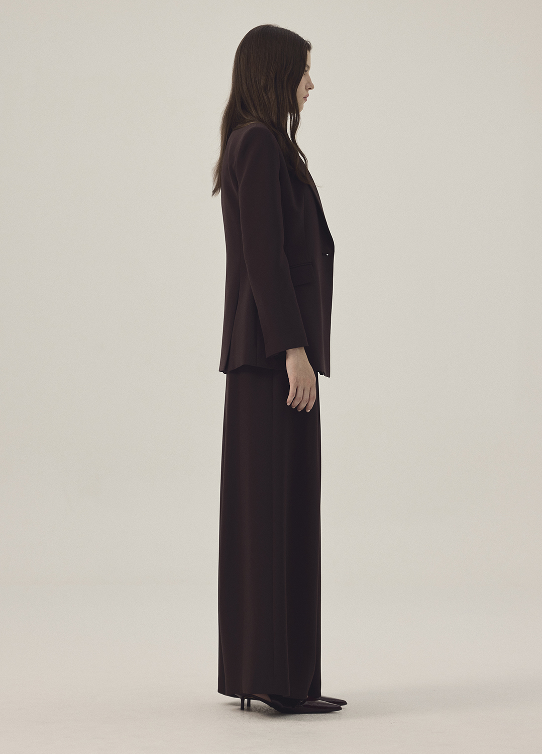 핀턱 와이드 팬츠_DARK BROWN_6
