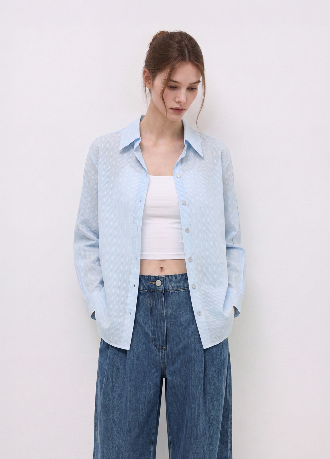2WAY 시어 스트라이프 셔츠_SKY BLUE_13