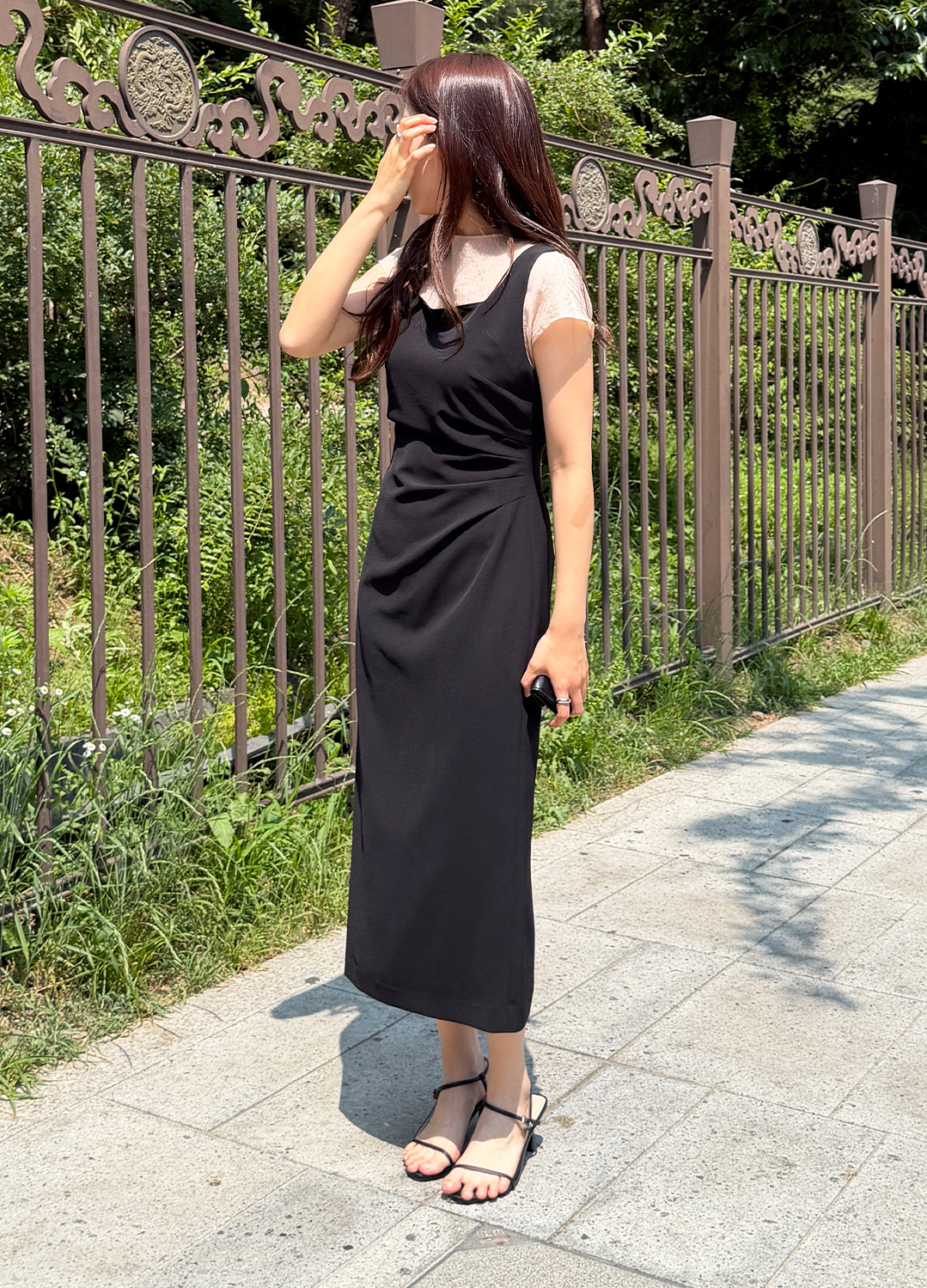 클래식 스퀘어넥 셔링 원피스_BLACK_10