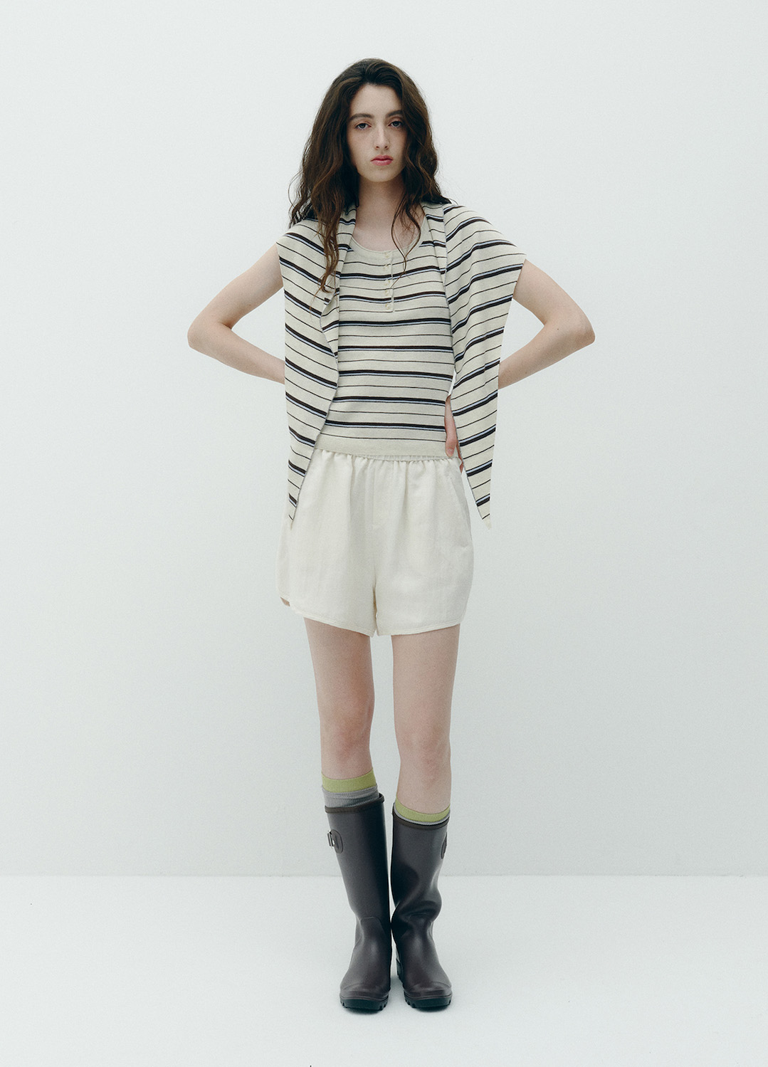 버클 포인트 미들 레인부츠_BROWN_10