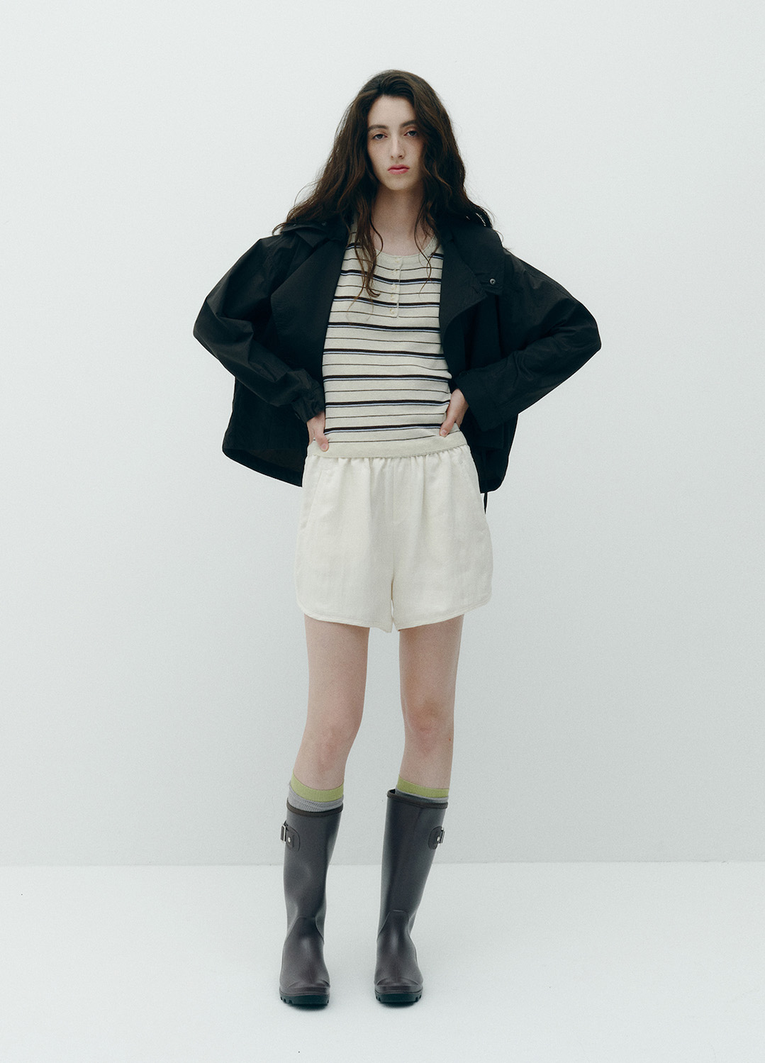버클 포인트 미들 레인부츠_BROWN_6