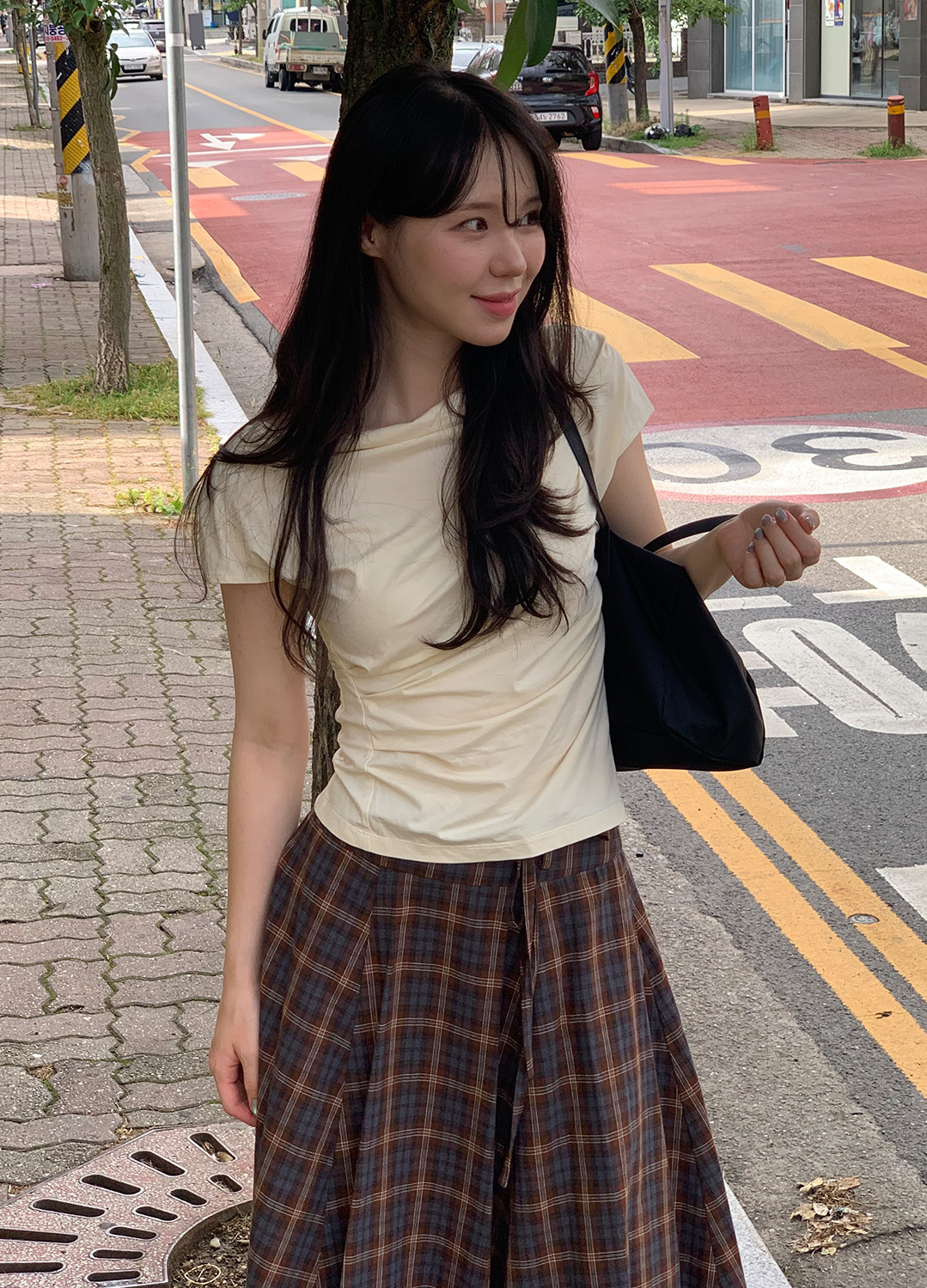 드레이프 셔링 캡소매 티셔츠_LIGHT BEIGE_13