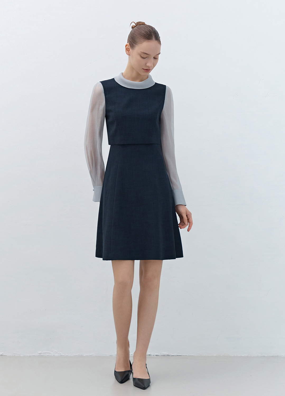 모크넥 시어 레이어드 원피스_DARK NAVY_8