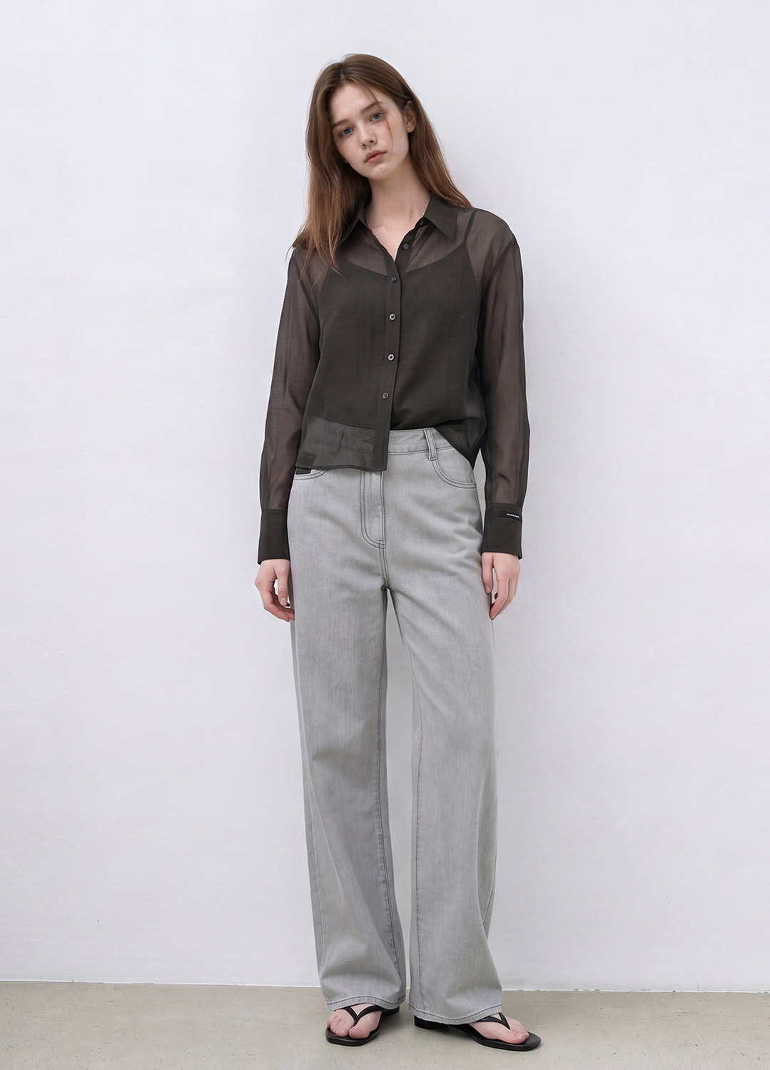 시어 텍스처 크롭 셔츠_DARK BROWN_6