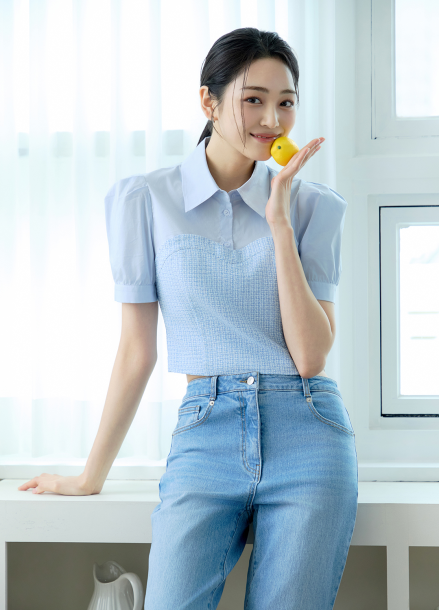 [Exclusive] 트위드 뷔스티에 라인 블라우스