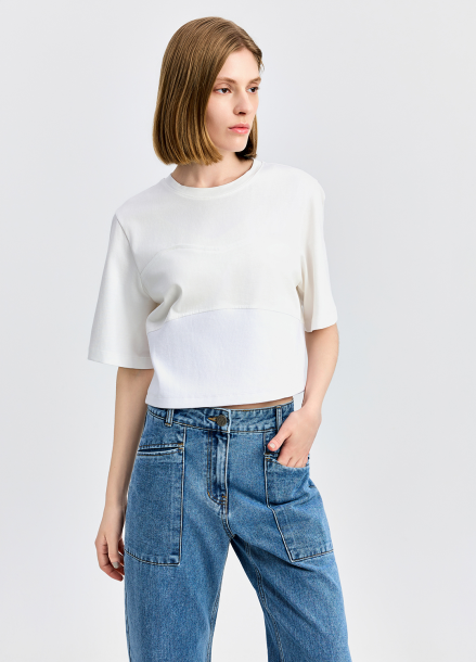 [EBM OUTLET]텍스처 블록 티셔츠