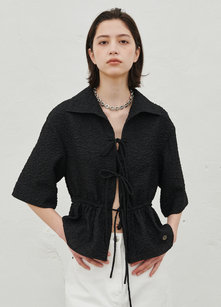 OPEN COLLAR STRING CARDIGAN