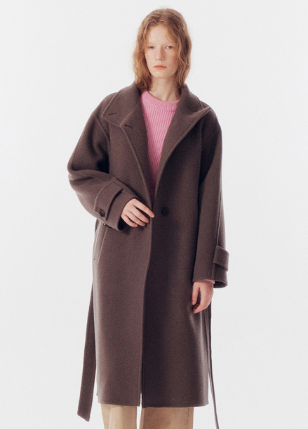 WOOL BLEND HIGH NECK LONG COAT