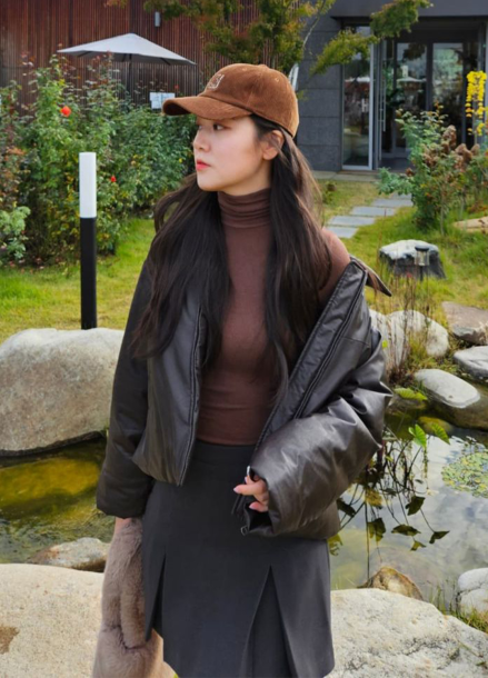 페이크레더 구스다운 자켓