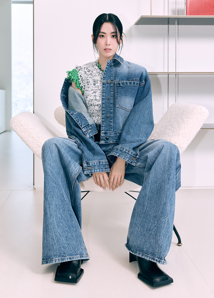 워싱 와이드 데님 팬츠