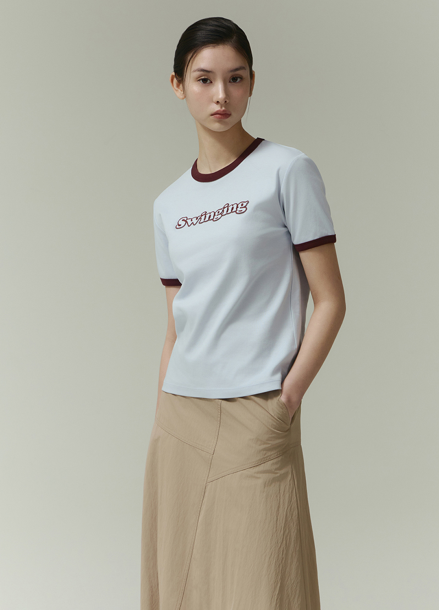 컬러 블록 레터링 티셔츠