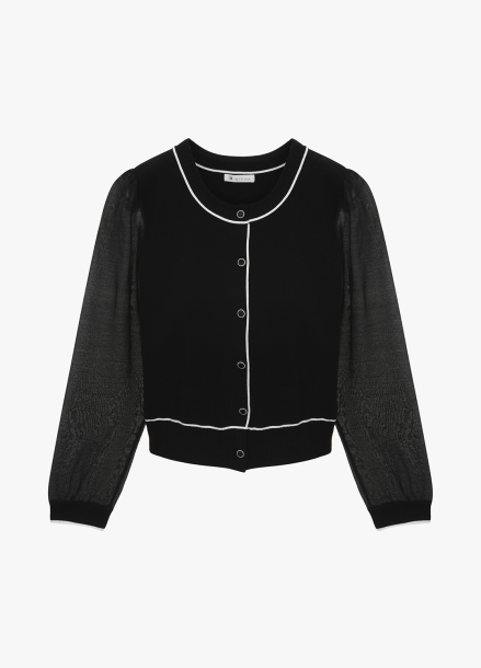 [SALE]라인배색 라운드넥 가디건