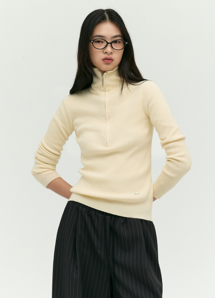 하이넥 울 골지 풀오버