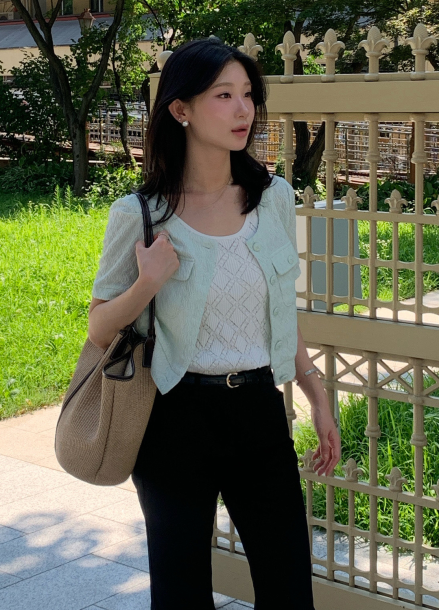 [시즌오프]스퀘어텍 버튼 업 가디건