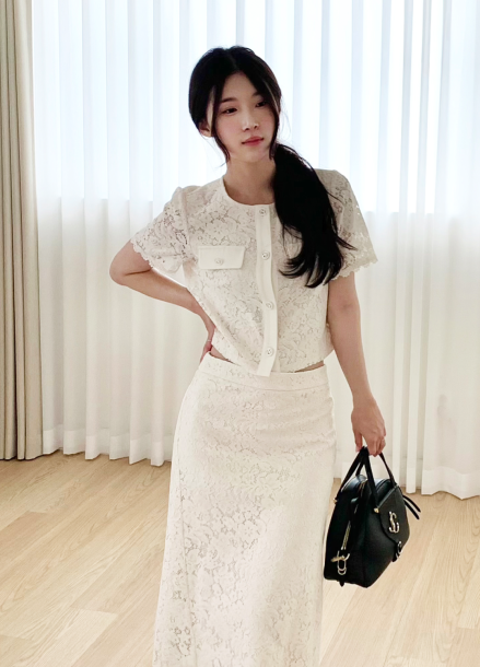 [Exclusive]레이스 플레어 스커트