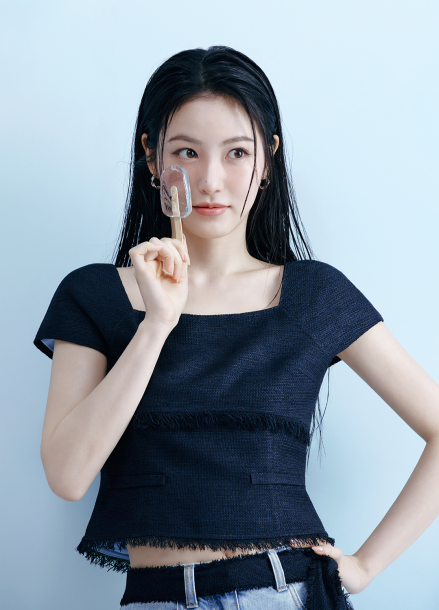 프린지 슬림 썸머 트위드 탑