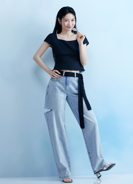 데미지 커팅 데님 팬츠