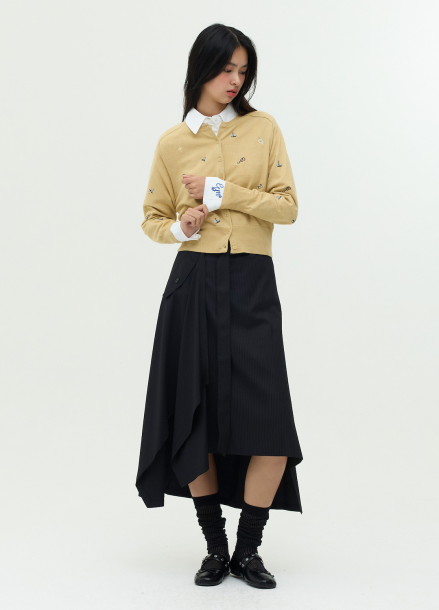 [프리오픈]라운드넥 자수 가디건