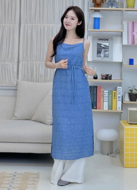 [잇미샤몰단독]벨티드 슬리브리스 원피스