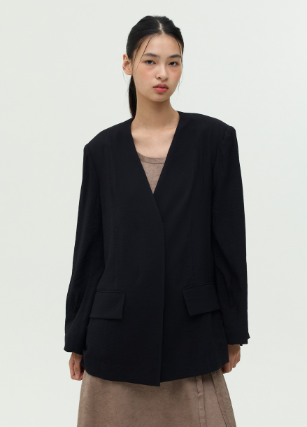 노카라 플랩 포켓 자켓