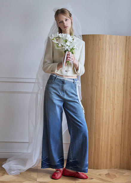 미샤 MICHAA 세미 와이드 데님 팬츠 BLUE | SISUN.COM