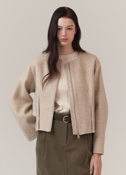 미샤 MICHAA 캐시미어 라운드넥 자켓 DARK BROWN | SISUN.COM