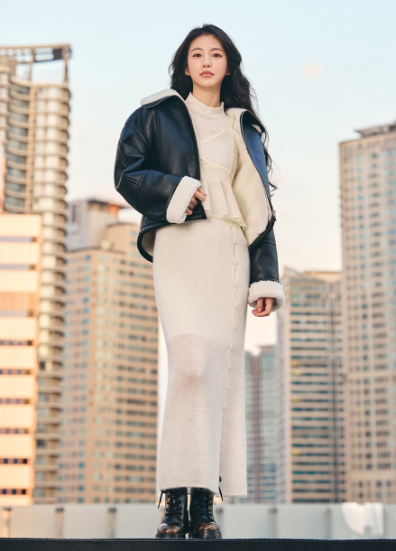 카라 집업 무스탕 자켓