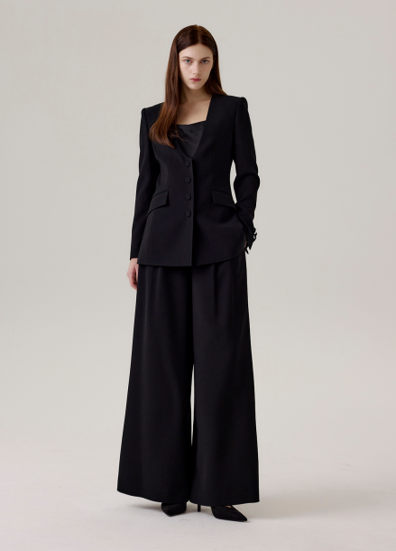 미샤 MICHAA 와이드 핀턱 슬랙스 BLACK | SISUN.COM