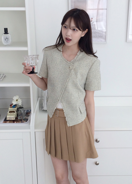 [Exclusive]프린지 트위드 숏 자켓